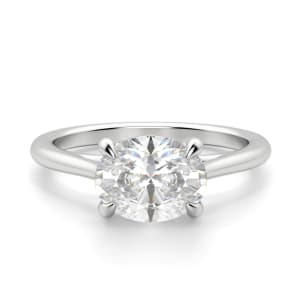East-West Classic Trellis Oval Cut Engagement Ring, Default, 14K White Gold, Platinum,