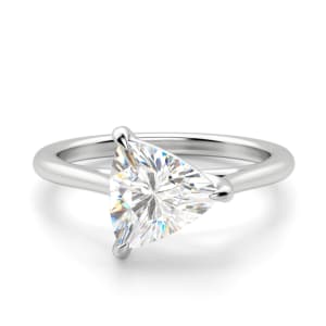 East-West Classic Trellis Trillion cut Engagement Ring, Default, 14K White Gold, Platinum,