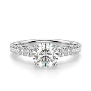Fleur Round Cut Engagement Ring, Default, 14K White Gold, 