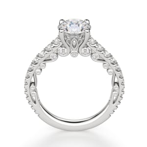Fleur Round Cut Engagement Ring, Hover, 14K White Gold, 