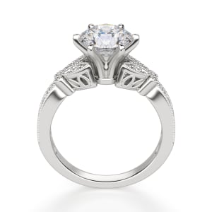 French Quarter Round Cut Engagement Ring, Hover, 14K White Gold, 