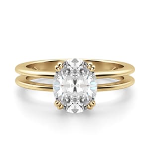 Geneva Oval Cut Engagement Ring, Default, 14K Yellow Gold, 