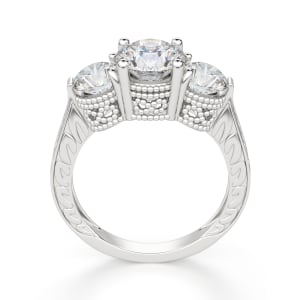 Gypsy Engagement Ring With 1.49 Carat Round Center, Hover, 14K White Gold, 
