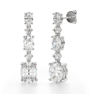 High Society Drop Earrings, 14K White Gold, Hover, 