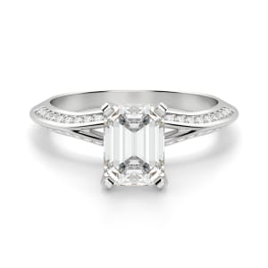 Irene Emerald Cut Engagement Ring, Default, 14K White Gold, Platinum