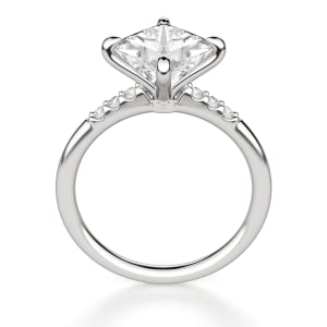 Kite Set Accented Princess Cut Engagement Ring, Hover, 14K White Gold, 