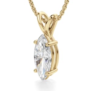 Marquise Cut Basket Set Pendant, 14K Yellow Gold, Hover, 
