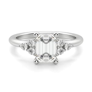 Muse Emerald Cut Engagement Ring, Default, 14K White Gold, 