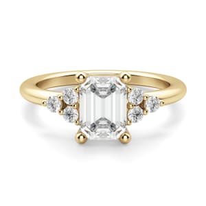 Muse Emerald Cut Engagement Ring, Default, 14K Yellow Gold, 