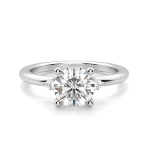 Muse Round Cut Engagement Ring, Default, 14K White Gold, 