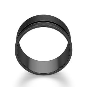 Obsidian Grooved Wedding Band, Black Tungsten, Hover, Tungsten