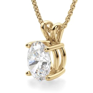 Oval Cut Basket Set Pendant, 14K Yellow Gold, Hover, 