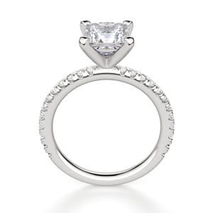 Petite Accented Princess Cut Engagement Ring, Hover, 14K White Gold, 