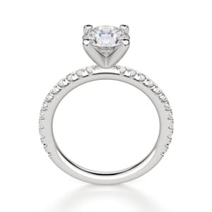Petite Accented Round Cut Engagement Ring, Hover, 14K White Gold, 