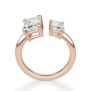 Toi et Moi Emerald Cut Engagement Ring, Hover, 14K Rose Gold