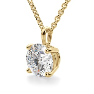 Round Cut Single Bail Pendant, Hover, 14K Yellow Gold, 