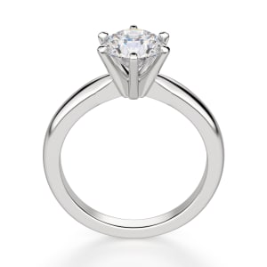 Tapered Classic 6-Prong Round Cut Solitaire Engagement Ring, Hover, 14K White Gold, Platinum
