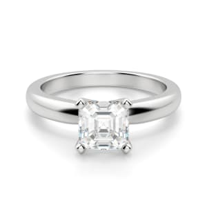 Tapered Classic Asscher Cut Solitaire Engagement Ring, Default, 14K White Gold, Platinum,