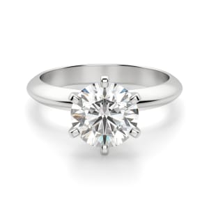 Knife-Edge Classic 6-Prong Round Cut Solitaire Engagement Ring, Default, 14K White Gold, 