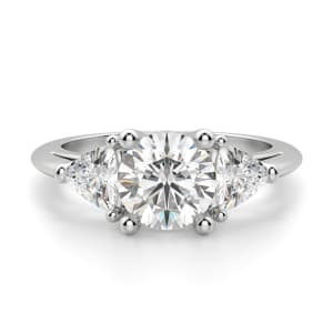 Timeless Round cut Engagement Ring, Default, 14K White Gold, 