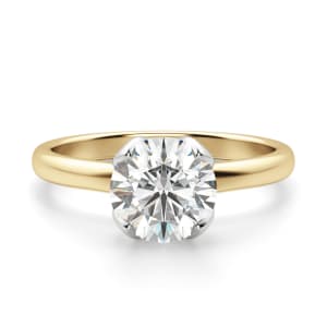 Tulip Set Round Cut Solitaire Engagement Ring, Default, 14K Yellow Gold, 