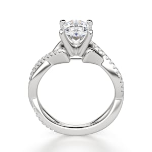 Twisted Accented Oval Cut Engagement Ring, Hover, 14K White Gold, 