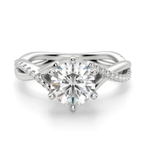 Twisted Accented Round Cut Engagement Ring, Default, 14K White Gold, Platinum,