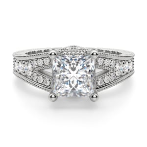 Valencia Princess Cut Engagement Ring, 14K White Gold, Default, Platinum,