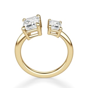 Toi et Moi Emerald Cut Engagement Ring, Hover, 14K Yellow Gold