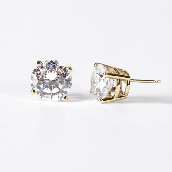 Basket Set, Tension Back Earrings With 2.00 Tcw Round Centers DEW, 14K Yellow Gold, Nexus Diamond Alternative, Hover,