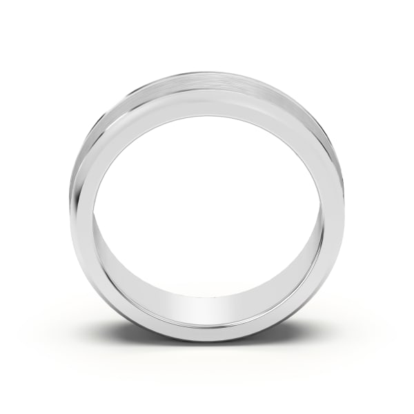 Classic Double Channel High Polish Wedding Band, Hover, 14K White Gold,
