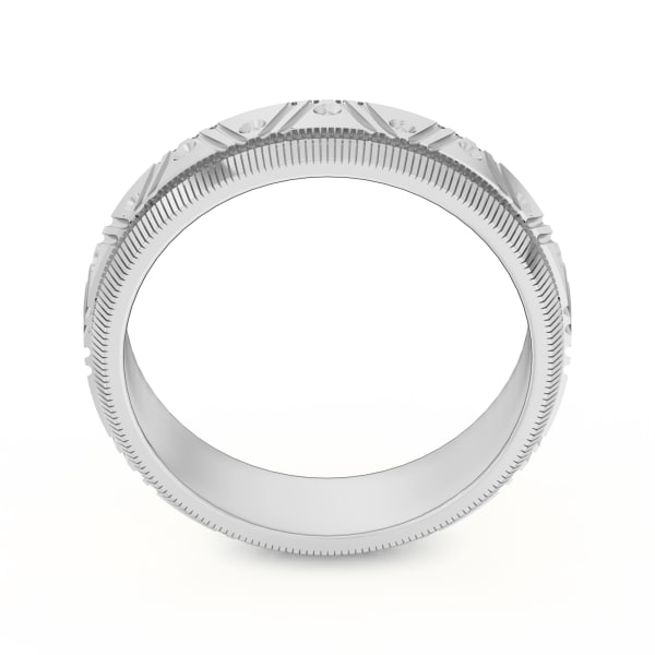 Double Channel Geometric Wedding Band, Hover, 14K White Gold,
