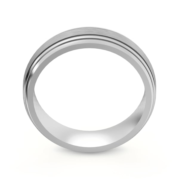 Double Channel Satin Finish Wedding Band, Hover, 14K White Gold,
