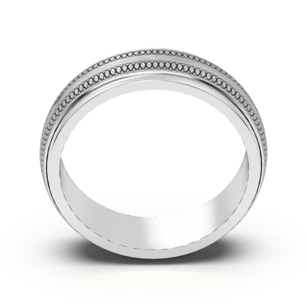 Entwined Circled Flat Channel Wedding Band, Hover, 14K White Gold,