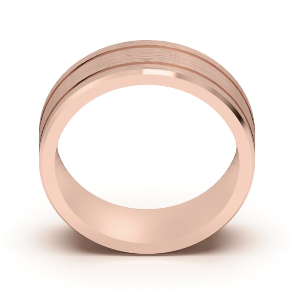 Classic Double Channel Satin Finish Wedding Band, Hover, 14K Rose Gold,