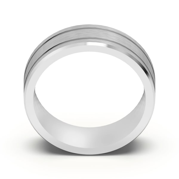 Classic Double Channel Satin Finish Wedding Band, Hover, 14K White Gold,