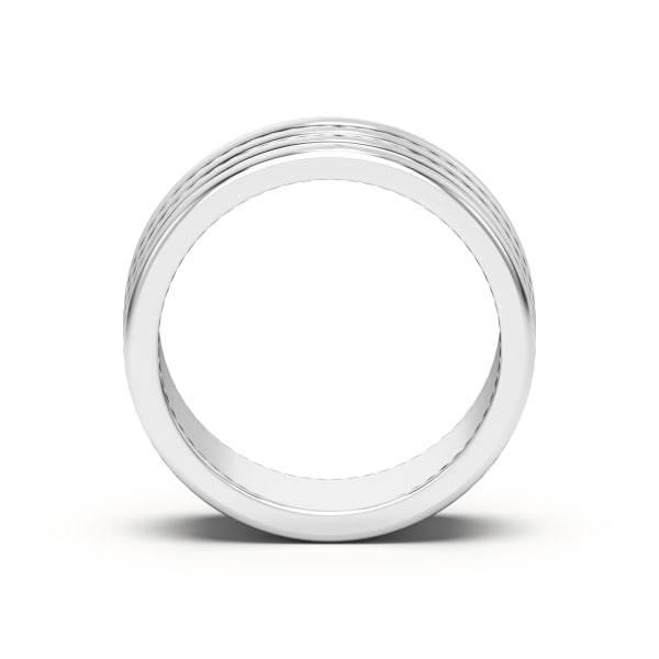 Three Beveled Channel Wedding Band, Hover, 14K White Gold,