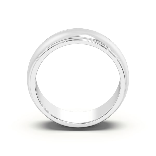 Double Channel Dome High Polish Wedding Band, Hover, 14K White Gold,