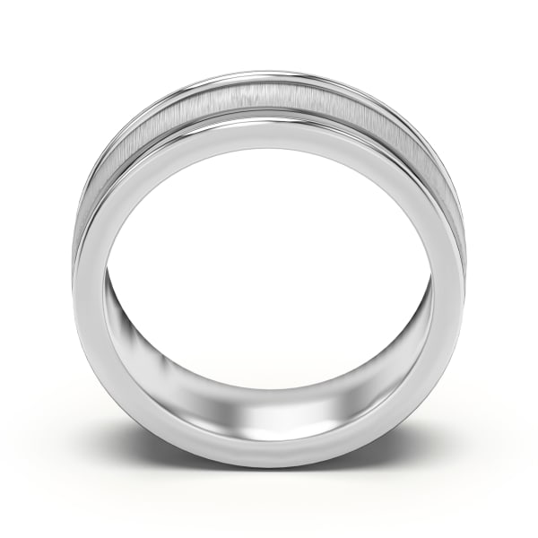 Classic Flat Channel Satin Finish Wedding Band, Hover, 14K White Gold,