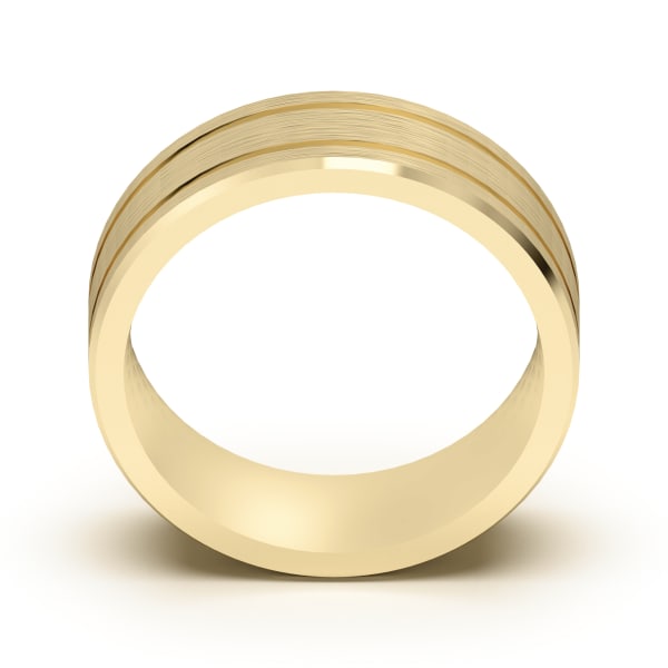 Classic Double Channel Satin Finish Wedding Band, Hover, 14K Yellow Gold,