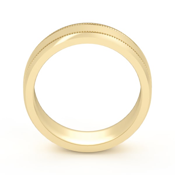 Double Ribbed Channel High Polish Wedding Band, Hover, 14K Yellow Gold,