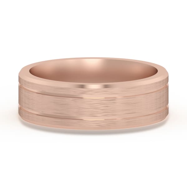 Classic Double Channel Satin Finish Wedding Band, Default, 14K Rose Gold,