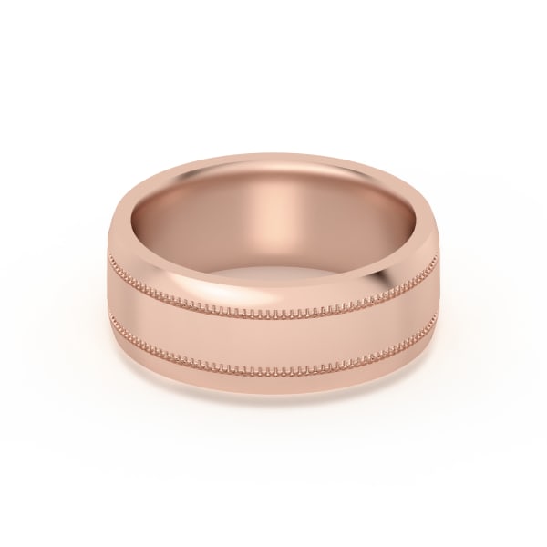 Double Ribbed Channel High Polish Wedding Band, Default, 14K Rose Gold,