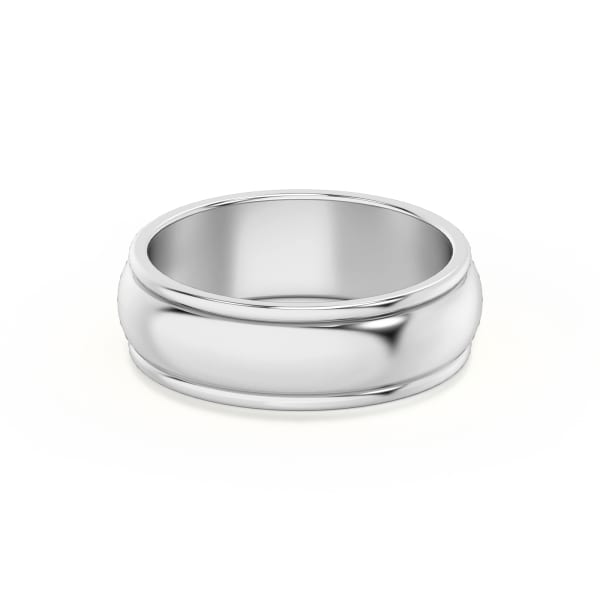 Double Channel Dome High Polish Wedding Band, Default, 14K White Gold,