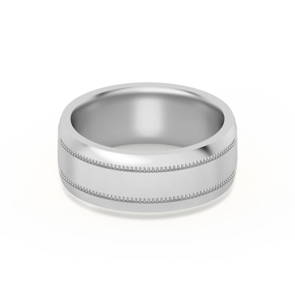Double Ribbed Channel High Polish Wedding Band, Default, 14K White Gold,