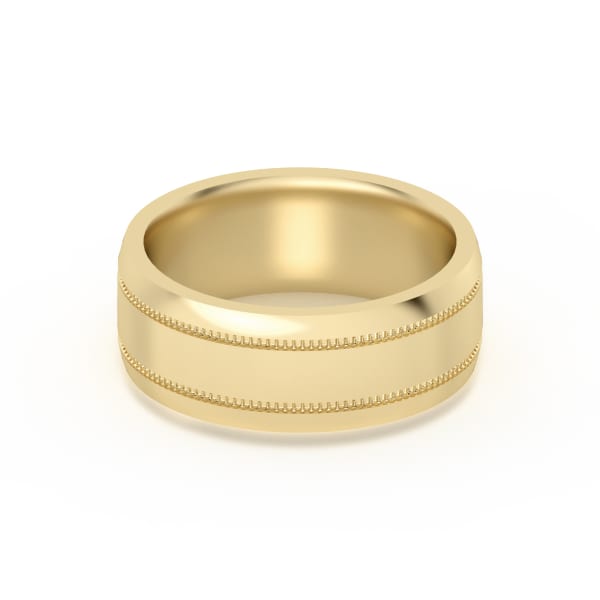 Double Ribbed Channel High Polish Wedding Band, Default, 14K Yellow Gold,