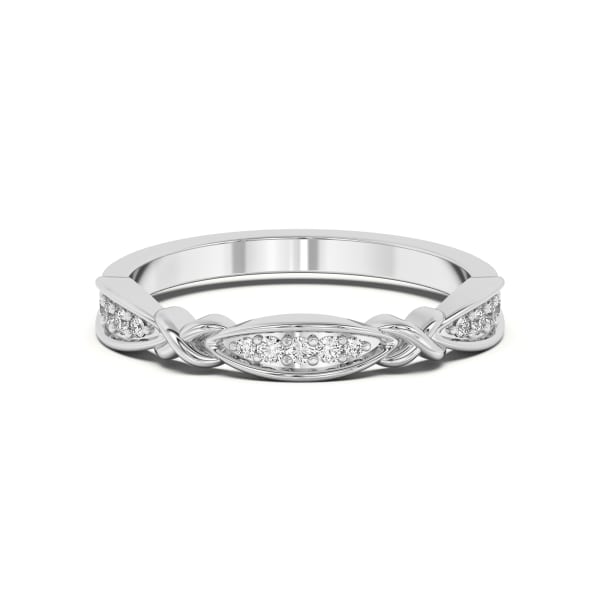 Knotted Accented Wedding Band, Default, 14K White Gold,