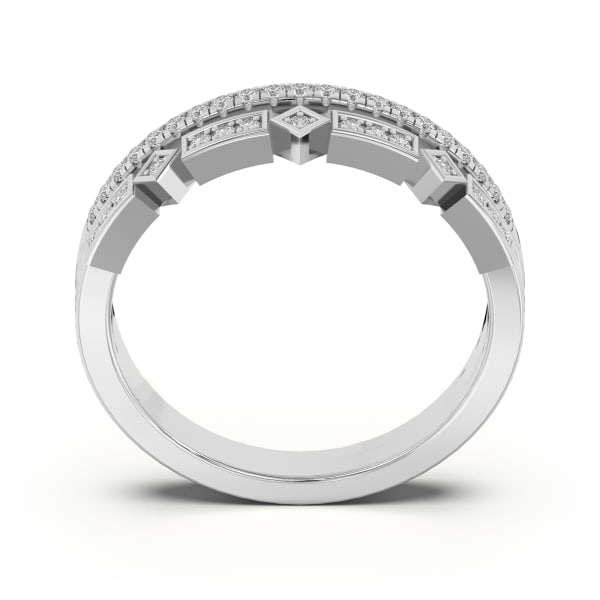 Double Row Fashion Wedding Band, Hover, 14K White Gold,