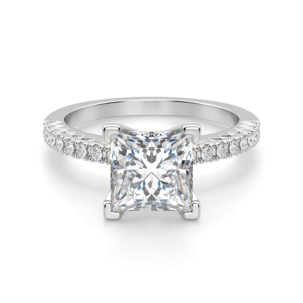 Angelix Princess Cut Engagement Ring, Default, 14K White Gold, Platinum
