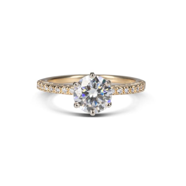 Angelix Engagement Ring With 1.50 ct Round Center DEW Ring Size 5.5-7.5 14K Yellow Gold Moissanite, Default,